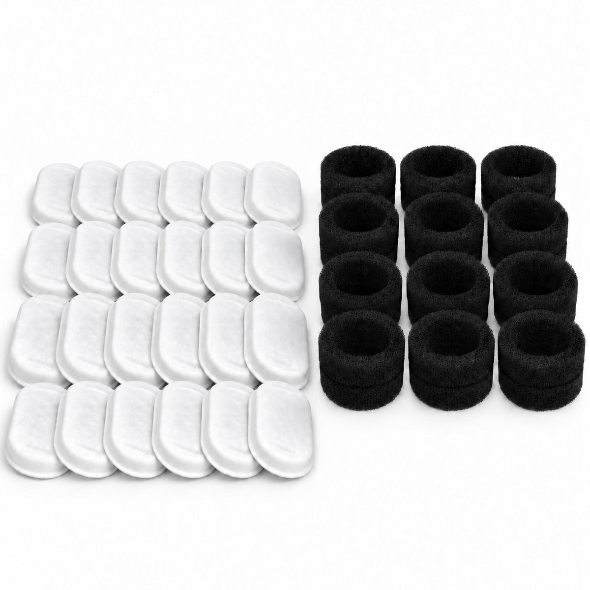 Mjauva filtre 24-pak: 24 kulfiltre og 24 skumfiltre